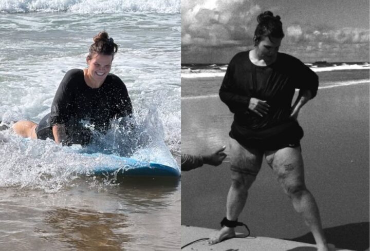 Thais Carla faz aula de surfe após perder 90kg; veja