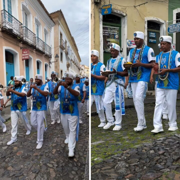 Romaria do Afoxé Filhos de Gandhy marca celebração do Dia de São Jorge em Salvador; assista