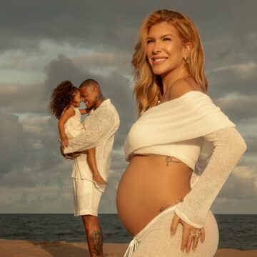Lore Improta faz ensaio de gestante com Léo Santana e Liz: ‘Somos abençoados’
