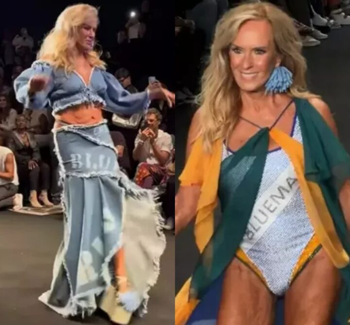 Aos 82 anos, Helô Pinheiro rouba a cena em desfile no Rio Fashion Week