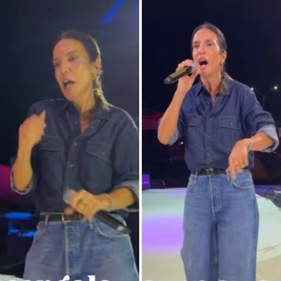 Ivete Sangalo faz passagem de som antes de show em Florianópolis