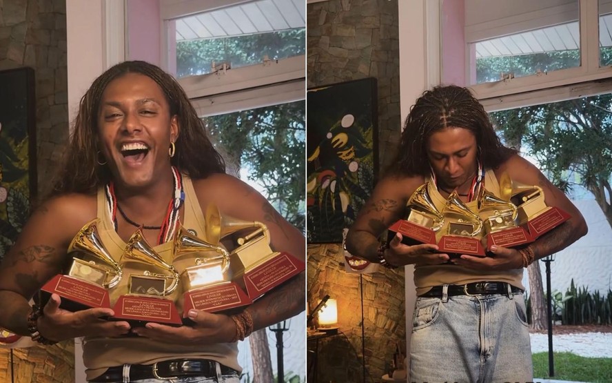 Liniker recebe prêmios do Grammy Latino em casa e comemora: “Nossa existência precisa ser celebrada”