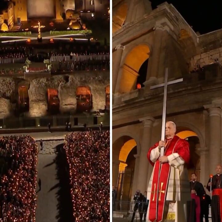 Papa Leão XIV carrega cruz durante procissão e retoma tradição histórica da Igreja; assista