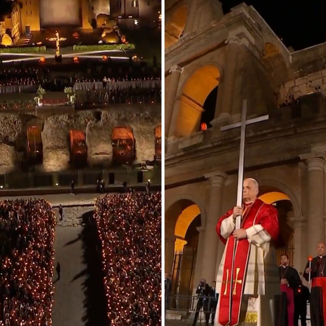 Papa Leão XIV carrega cruz durante procissão e retoma tradição histórica da Igreja; assista