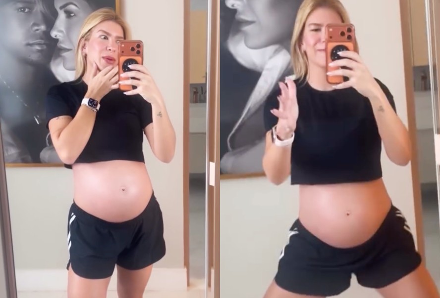 Grávida de 8 meses, Lore Improta revela quantos kg ganhou na gestação