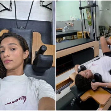 Rayssa Leal mostra rotina de fisioterapia após lesão no joelho: ‘Desconforto’