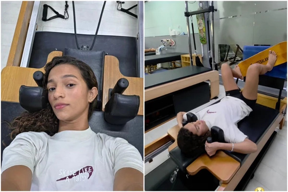 Rayssa Leal mostra rotina de fisioterapia após lesão no joelho: ‘Desconforto’