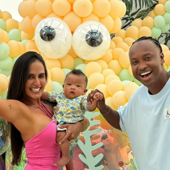 Carol Peixinho e Thiaguinho celebram 7 meses do filho Bento com festa temática