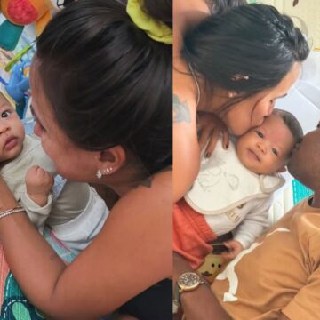 Carol Peixinho mostra momento fofo com o filho Bento e brinca: “Treinando pro primeiro pagodin”