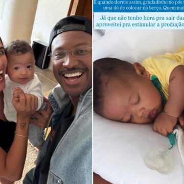 Carol Peixinho fala sobre rotina de amamentação de Bento, seu filho de Thiaguinho: ‘Dá uma dó’