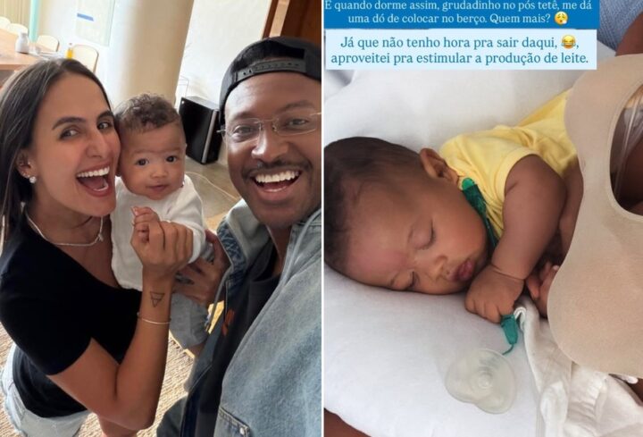 Carol Peixinho fala sobre rotina de amamentação de Bento, seu filho de Thiaguinho: ‘Dá uma dó’
