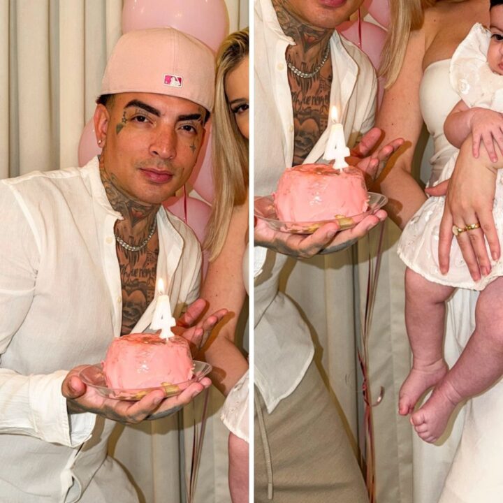 MC Guimê posta foto com filha de 4 meses e reação da bebê chama atenção: ‘Que fofura’