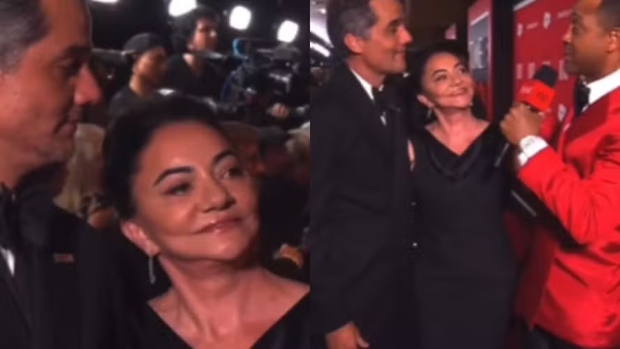 Mãe de Wagner Moura vai a evento em NY e promete vatapá a apresentador
