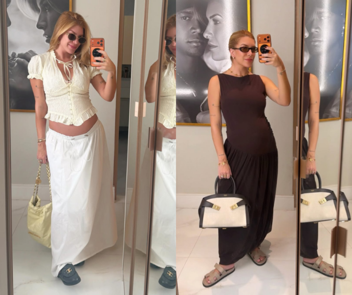 Na reta final da gravidez, Lore Improta faz retrospectiva de looks e recebe elogio de Léo Santana