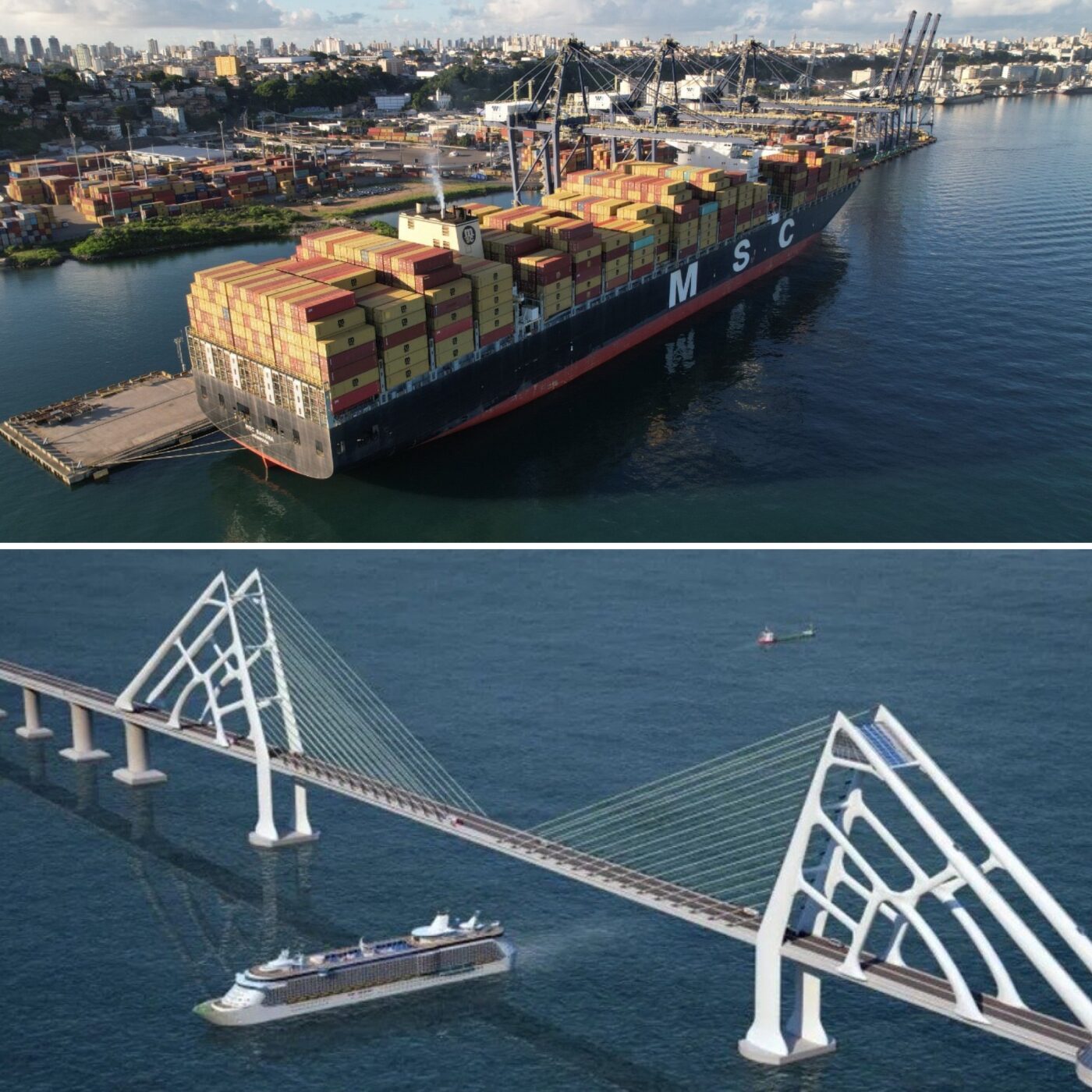 Bahia recebe navio com mais de 800 toneladas de materiais para obra da Ponte Salvador-Itaparica