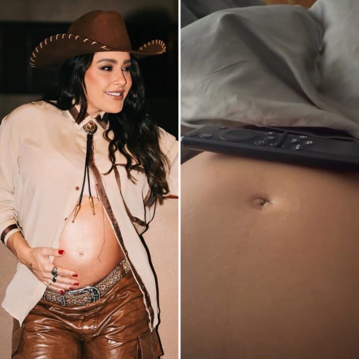 Lauana Prado mostra filho chutando barriga e brinca: ‘Meu jogador’