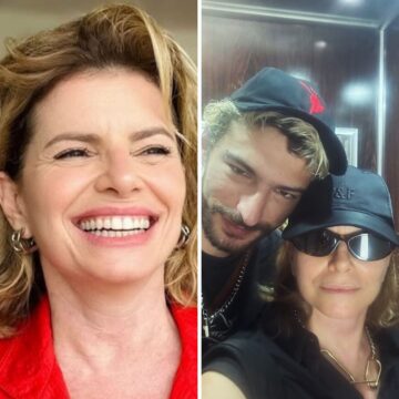 Filho de Débora Bloch rouba a cena em fotos de viagem da atriz: ‘Que gato’