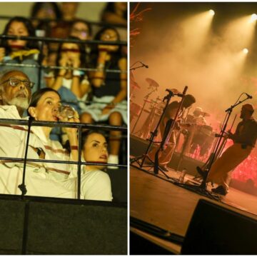 Gilberto Gil assiste show dos Gilsons no Rio de Janeiro ao lado de Flora Gil