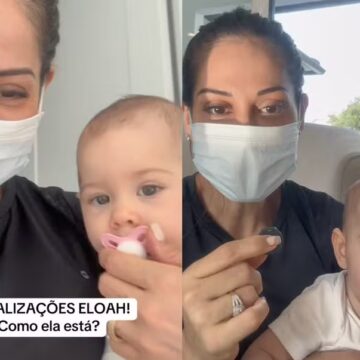 Maíra Cardi atualiza estado de saúde da filha Eloah após bronquiolite: ‘Ela está bem melhor’