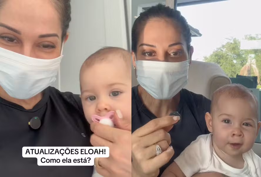 Maíra Cardi atualiza estado de saúde da filha Eloah após bronquiolite: ‘Ela está bem melhor’