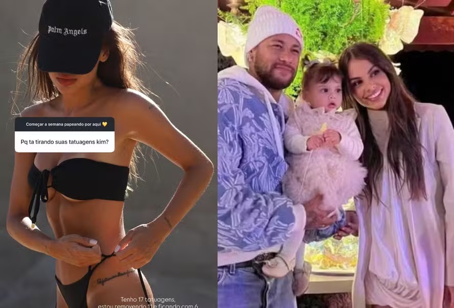 Amanda Kimberlly, mãe da filha de Neymar, revela motivo para remover 11 tatuagens