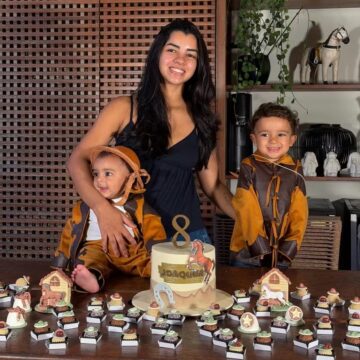 Mulher de João Gomes, Ary Mirelle mostra comemoração do mêsversário de caçula: ‘Vaqueirinho’