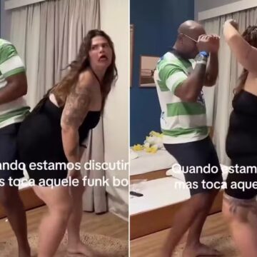 Thais Carla usa look ‘apertadinho’ e dança com marido após perder 100kg