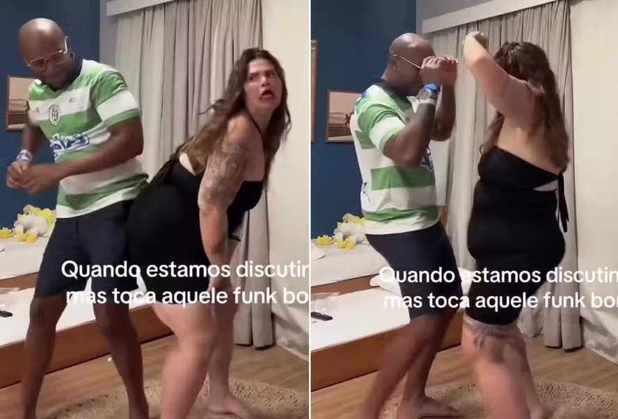 Thais Carla usa look ‘apertadinho’ e dança com marido após perder 100kg