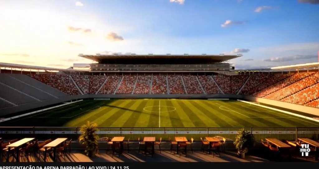 Vitória apresenta projeto da Arena Barradão com capacidade para até 60 mil pessoas e investimento de quase R$ 500 mi
