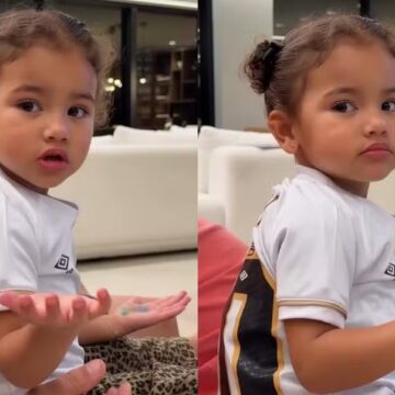 Bruna Biancardi mostra a filha Mavie com ciúmes do pai, Neymar, durante jogo do Santos: ‘Não pode!’