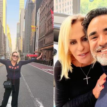 Ana Maria Braga curte férias em Nova York ao lado do marido