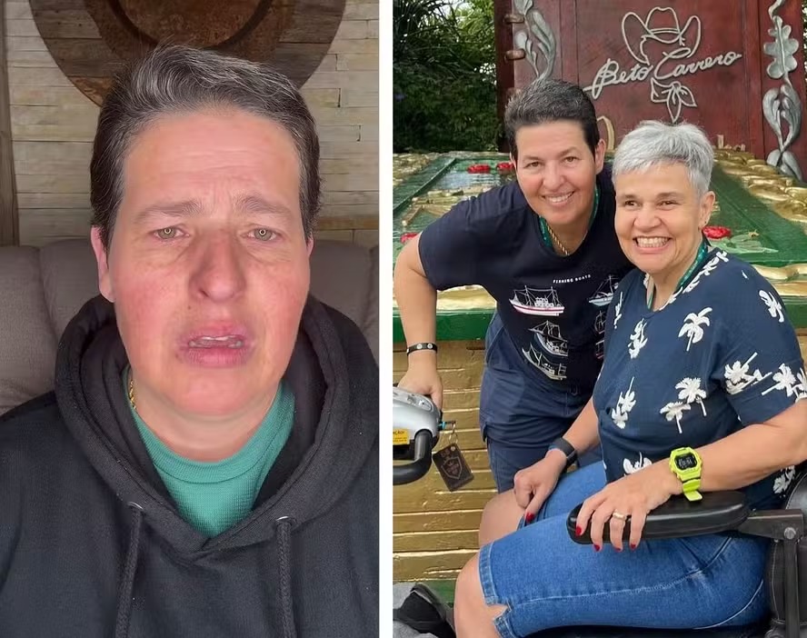 Esposa de Claudia Rodrigues chora ao relatar luta da atriz pela vida: ‘O coração dela parou três vezes’