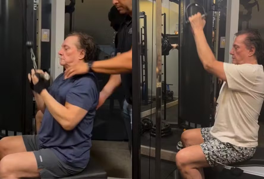 Fábio Jr. engata rotina fitness na academia e recebe cantada: ‘Vem ser meu personal’