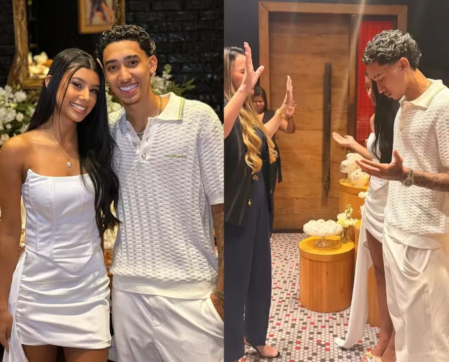 Filha de Léo Moura se casa com ex-Fluminense e casal vai morar na Ucrânia