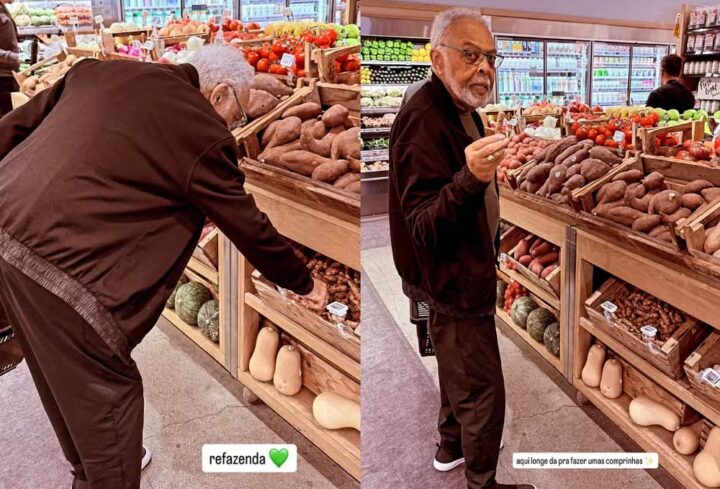 Gilberto Gil surge em momento raro fazendo compras no mercado durante viagem aos EUA