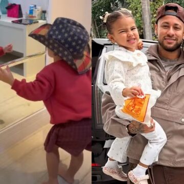 Mavie, filha de Bruna Biancardi e Neymar, veste chapéu country e canta ‘Clima de Rodeio’
