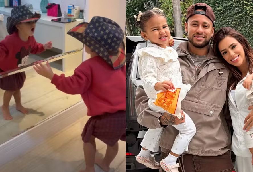 Mavie, filha de Bruna Biancardi e Neymar, veste chapéu country e canta ‘Clima de Rodeio’