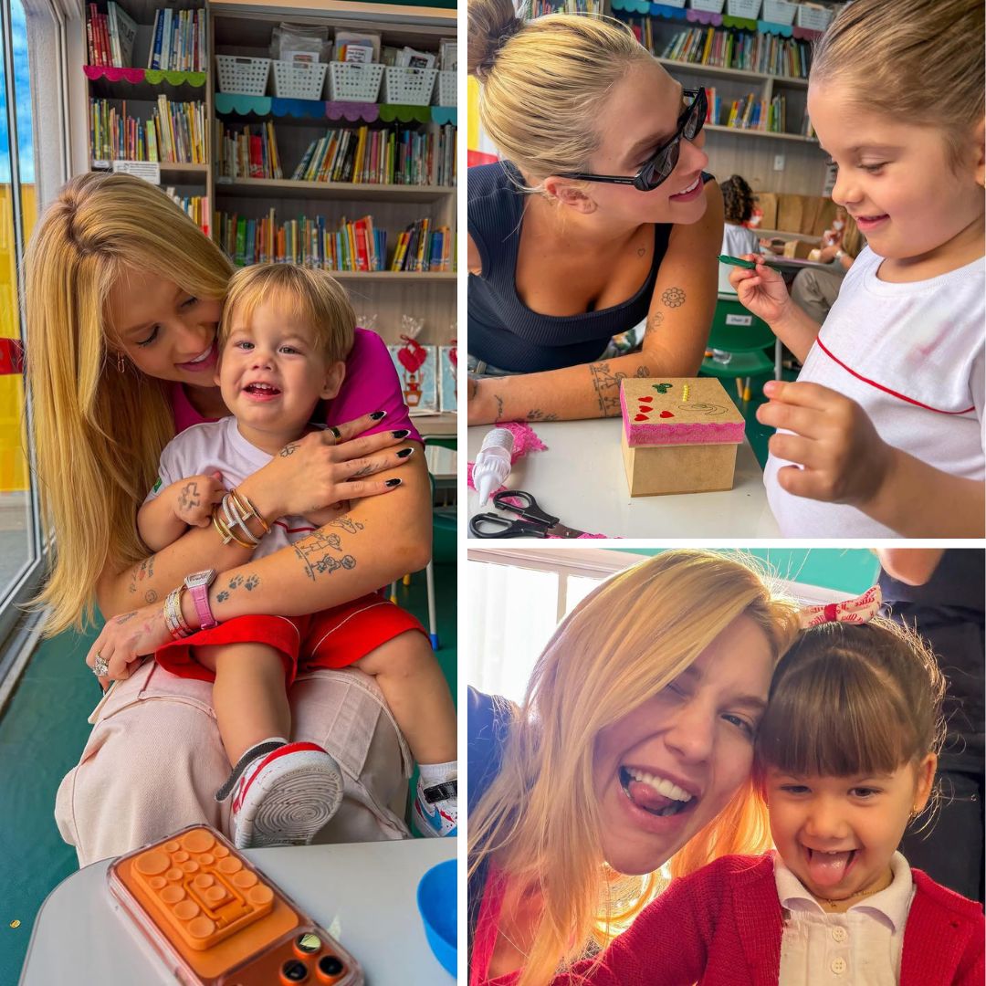 Virginia compartilha registros com os filhos na escola em celebração ao Dia das Mães