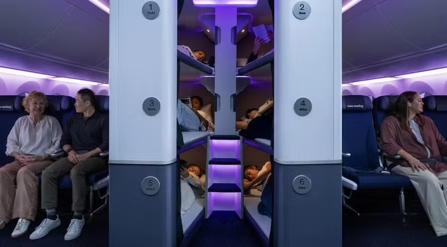 Companhia aérea anuncia beliches na classe econômica em voos de longa duração