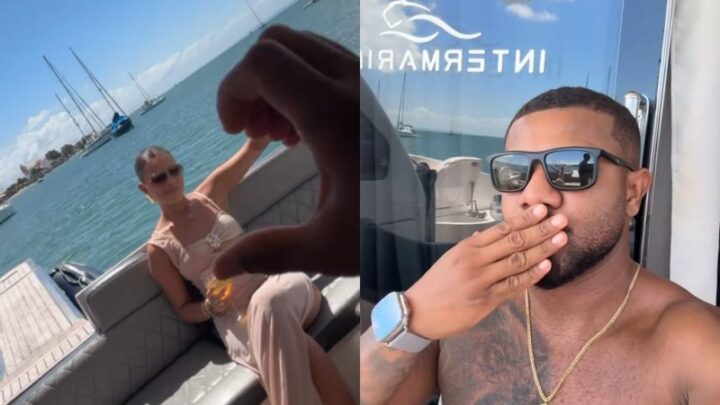 Davi Brito curte passeio de barco com nova namorada durante feriadão em Salvador