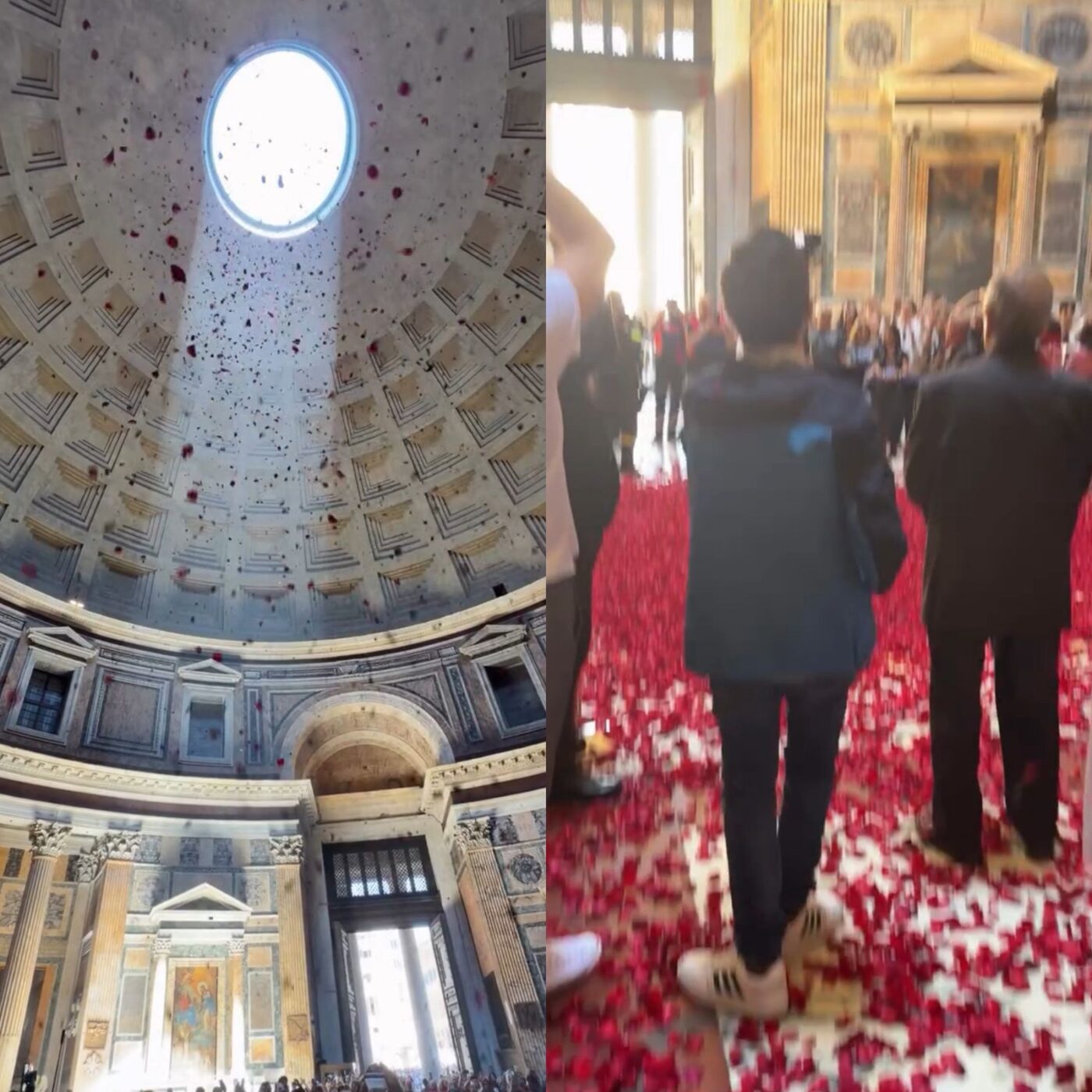 Pentecostes no Panteão: tradição faz chover pétalas de rosas vermelhas em Roma
