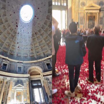 Pentecostes no Panteão: tradição faz chover pétalas de rosas vermelhas em Roma