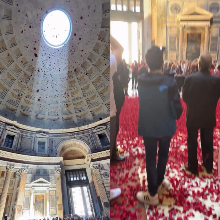 Pentecostes no Panteão: tradição faz chover pétalas de rosas vermelhas em Roma