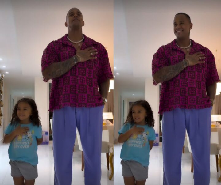 Lore Improta mostra momento fofo de Léo Santana ensaiando o hino nacional com Liz; veja