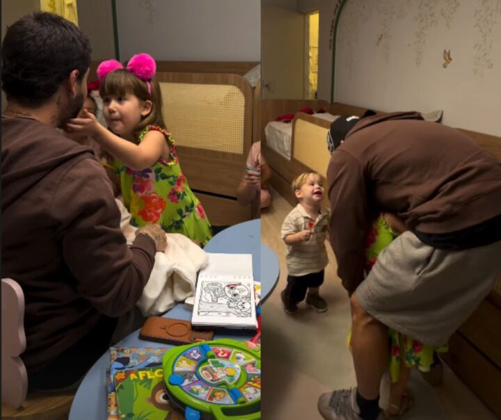 Com Virginia nos EUA, Zé Felipe mostra chegada em casa e reencontro com filhos após show