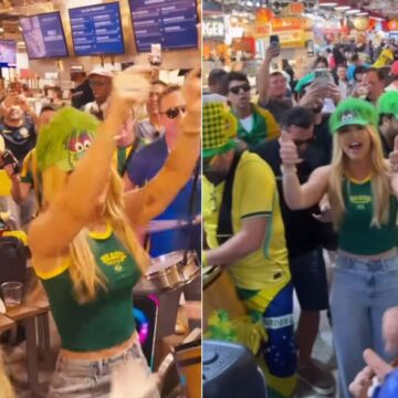 Virginia Fonseca é recebida com samba ao chegar à Filadélfia para jogo do Brasil