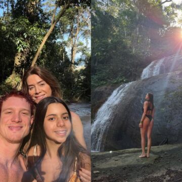 Leticia Spiller curte dia em cachoeira com filhos e celebra “bençãos da vida”