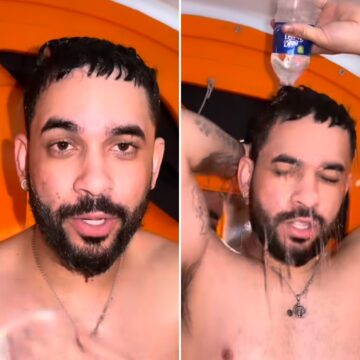 Henry Freitas diverte fãs ao improvisar  banho em banheiro químico antes de show na Bahia; assista