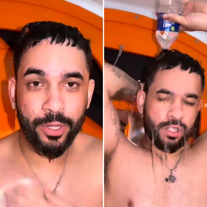 Henry Freitas diverte fãs ao improvisar  banho em banheiro químico antes de show na Bahia; assista