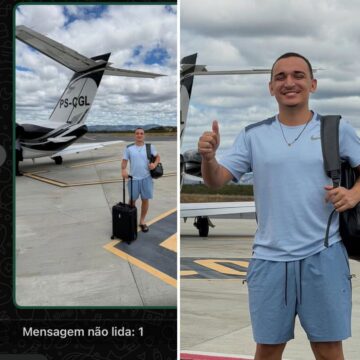 João Gomes posa ao lado de jatinho e mostra mensagem de Ary Mirelle